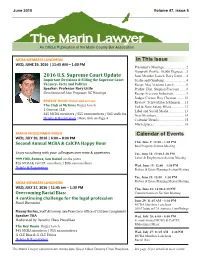 Calendar of Events in This Issue 2016 U.S. Supreme Court Update