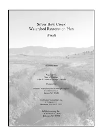 Final Silver Bow Creek Watershed Restoration Plan Does Not Change the Process Set Forth for Funding Decisions in the RPPC