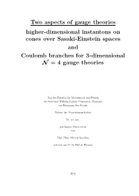 Higher-Dimensional Instantons on Cones Over Sasaki-Einstein Spaces and Coulomb Branches for 3-Dimensional N = 4 Gauge Theories