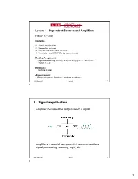 Lecture 4 - Dependent Sources and Amplifiers
