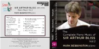 Sir Arthur Bliss (1891-1975) Céleste Series Piano Music Vol.2 MARK BEBBINGTON Piano Riptych