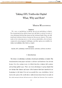 Taking EFL Textbooks Digital ― What, Why and How?