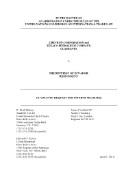 Claimants' Request for Interim Measures