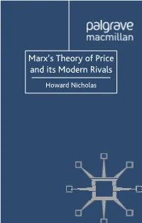 Marx's Theory of Price and Its Modern Rivals