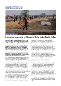 Promoting Peace and Resilience in Unity State, South Sudan