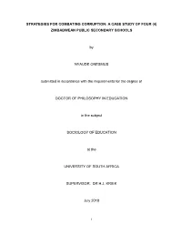 Strategies for Combating Corruption: a Case Study of Four (4) Zimbabwean Public Secondary Schools