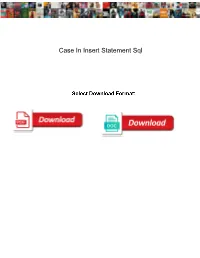Case in Insert Statement Sql