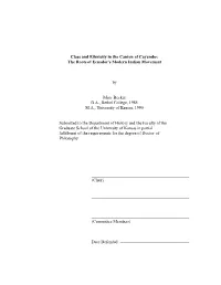 Class and Ethnicity in the Canton of Cayambe: the Roots of Ecuador's Modern Indian Movement