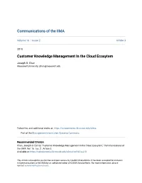 Customer Knowledge Management in the Cloud Ecosytem