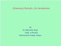 Elementary Particles: an Introduction