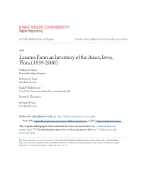 Lessons from an Inventory of the Ames, Iowa, Flora (1859-2000) William R