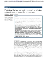 Predicting Lifestyle and Host from Positive Selection Data and Genome Properties in Oomycetes