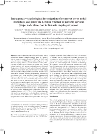 Intraoperative Pathological Investigation of Recurrent Nerve