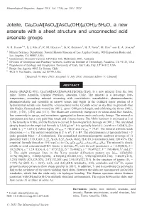 Joteite, Ca2cual[Aso4][Aso3(OH)]2(OH)2·5H2O, a New Arsenate with a Sheet Structure and Unconnected Acid Arsenate Groups