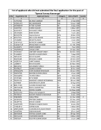 List of Applicant Who Did Not Submitted the Final Application for the Post Of