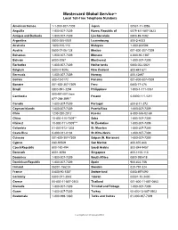 Mastercard Global Service Phone Numbers