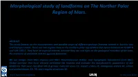 Morphological Study of Landforms on the Norther Polar Region of Mars