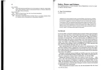 Policy, Power and Science