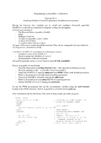 Programming in Assembler – Laboratory