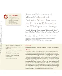Rates and Mechanisms of Mineral Carbonation in Peridotite: Natural Processes and Recipes for Enhanced, in Situ CO2 Capture and Storage