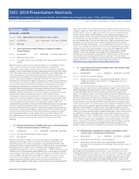 SSEC 2014 Presentation Abstracts