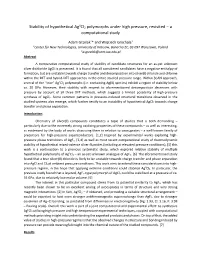 Stability of Hypothetical Agiicl2 Polymorphs Under High Pressure