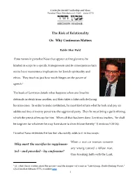 The Risk of Relationality Or: Why Confession Matters Why Must the Sacrifice Be Supplemen