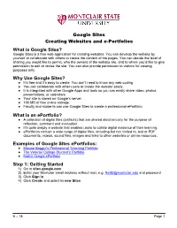 Why Use Google Sites? What Is an Eportfolio? Examples of G