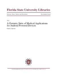 A Geriatric Suite of Medical Applications for Android Powered Devices Frank A