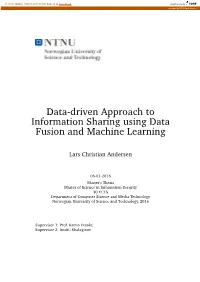 Data-Driven Approach to Information Sharing Using Data Fusion and Machine Learning