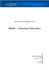 DMARC — Defeating E-Mail Abuse