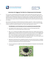 Instructions for Digging a Test Hole for a Replacement Soil Evaluation