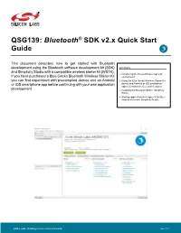 QSG139: Bluetooth® SDK V2.X Quick Start Guide
