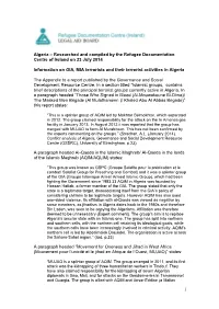 Researched and Compiled by the Refugee Documentation Centre of Ireland on 23 July 2014 Information on GIA, MIA