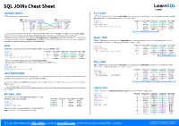SQL Joins Cheat Sheet