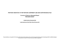 Summary of Decisions Requested Report PROVISION ORDER*
