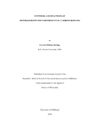 Synthesis and Reactions Of