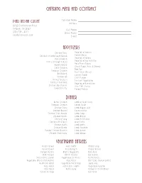 Catering Menu and Contract APPETIZERS DINNER