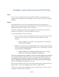 Firefighter Assist and Search Team (FAST) Policy
