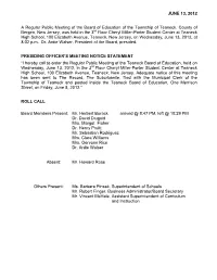 JUNE 13, 2012 a Regular Public Meeting of the Board of Education