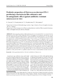 Probiotic Properties of Enterococcus Faecium CE5-1 Producing A