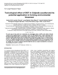 Toxicological Effect of DDT in Colpoda Cucullus and Its Potential Application in Forming Environmental Biosensor