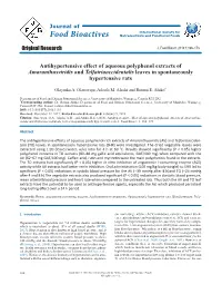 Antihypertensive Effect of Aqueous Polyphenol Extracts of ﻿Amaranthusviridis﻿ and ﻿Telfairiaoccidentalis﻿ Leaves in Spon