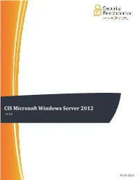 CIS Microsoft Windows Server 2012 Benchmarkv1.0.0