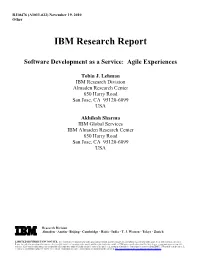 IBM Research Report Software Development As a Service: Agile
