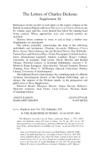The Letters of Charles Dickens: Supplement XI