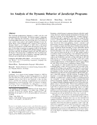 An Analysis of the Dynamic Behavior of Javascript Programs