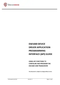 Dw1000 Device Driver Application Programming Interface (Api)
