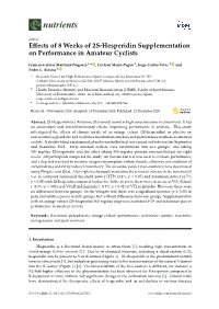 Effects of 8 Weeks of 2S-Hesperidin Supplementation on Performance