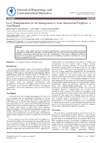Liver Transplantation for the Management of Acute Intermittent